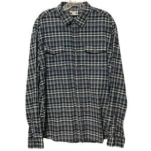 Men's Sz L CARBON2COBALT Lightweight 100% Cotton Shirt Blue White Chest Pockets